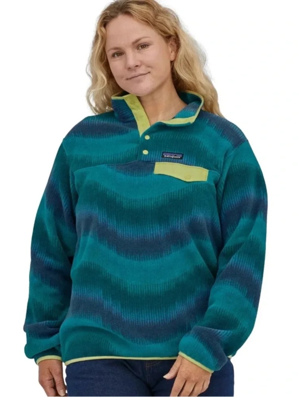 NWT Patagonia Women's Synchilla Snap-T Pullover size S Aurora Dark Green